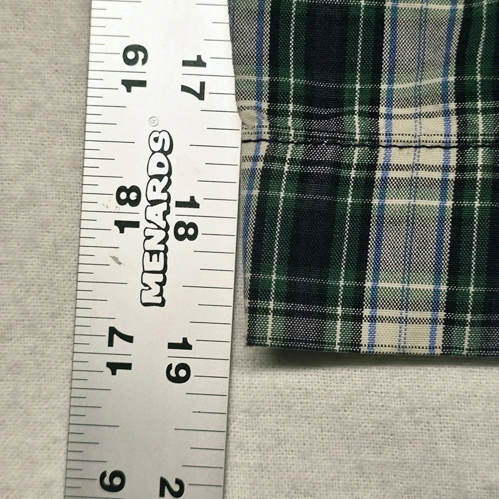 Polo Ralph Lauren Shorts Men's 38 Green Blue Plaid Cotton Flat Front Casual